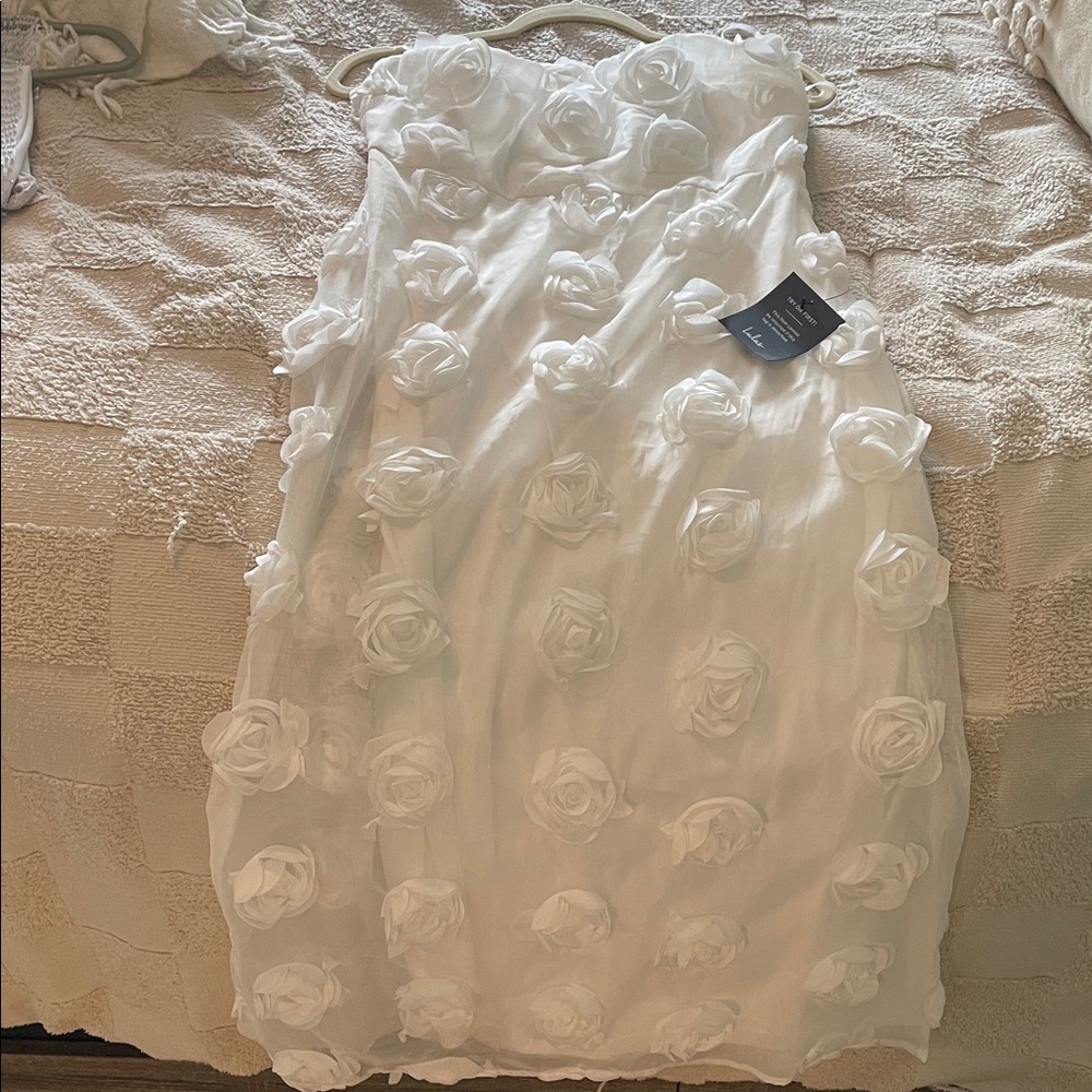 Lulu's Ivory Satin Dress